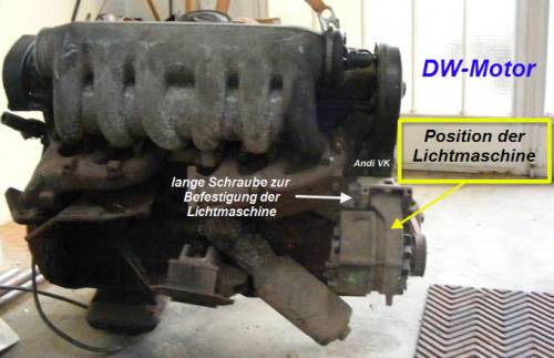 Position der Lichtmaschine an einem DW-Motor